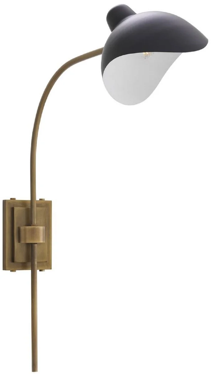 Casa Padrino Designer Wandleuchte Antik Messingfarben / Schwarz 19,5 x 67 x H. 70 cm - Elegante Wandlampe im 50er Jahre Stil - Luxus Kollektion