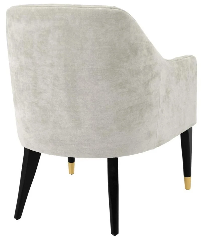 Casa Padrino Luxus Sessel Sandfarben / Schwarz / Gold 65 x 80 x H. 88 cm - Chesterfield Möbel