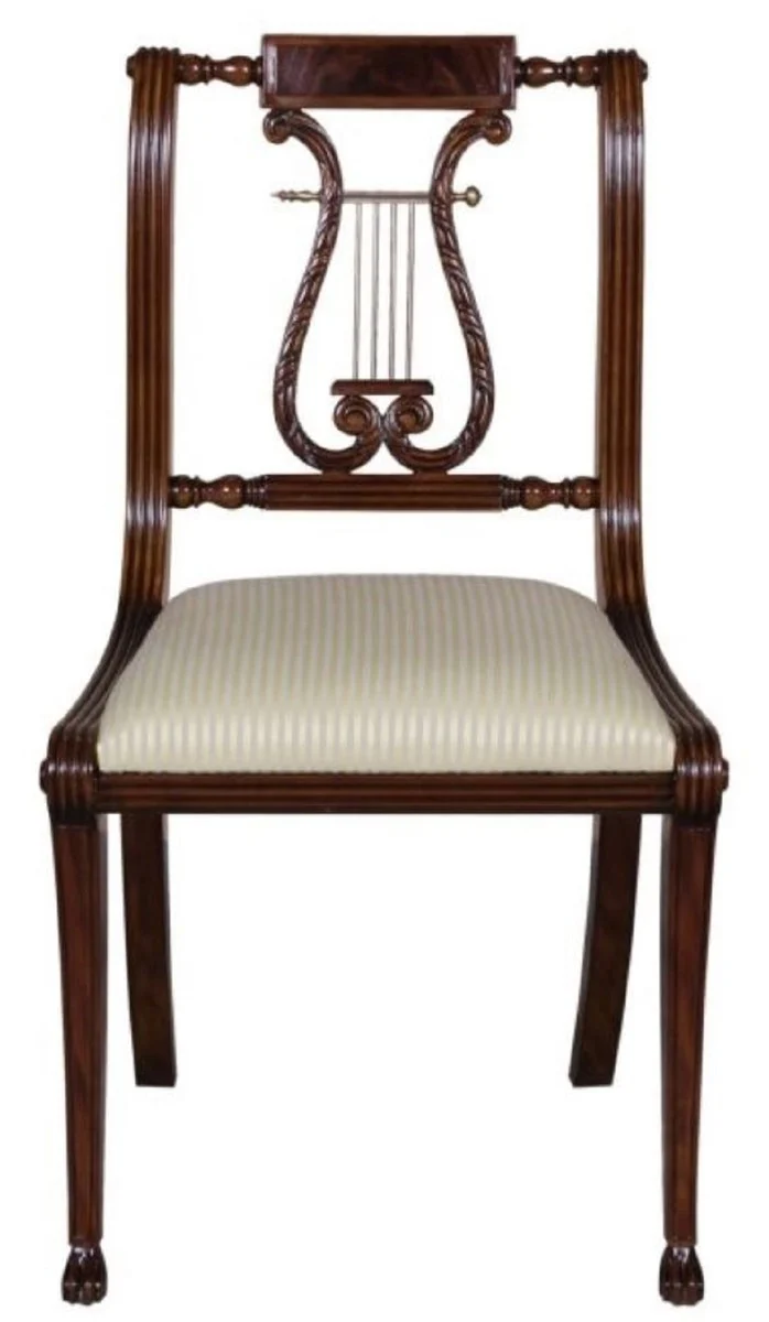 Casa Padrino Luxus Barock Esszimmerstuhl Braun / Gold 63 x 51 x H. 104 cm - Esszimmermöbel