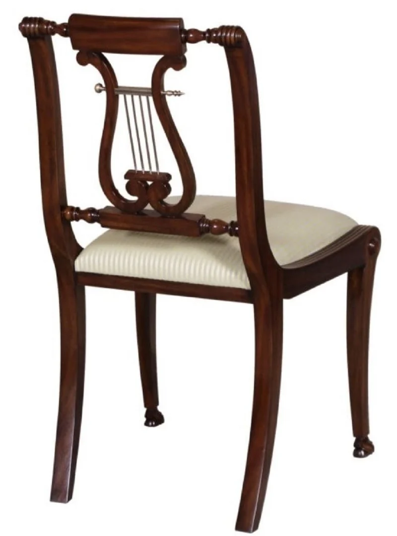 Casa Padrino Luxus Barock Esszimmerstuhl Braun / Gold 63 x 51 x H. 104 cm - Esszimmermöbel