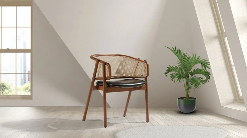 Casa Padrino Luxus Esszimmer Stuhl mit Armlehnen Braun / Naturfarben / Dunkelgrün H. 77 cm