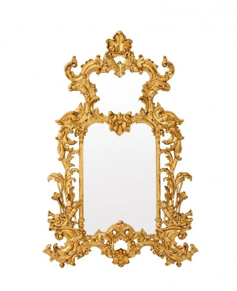 Casa Padrino Luxus Designer Wandspiegel Barock Stil Gold Blatt 124 x H 190 cm