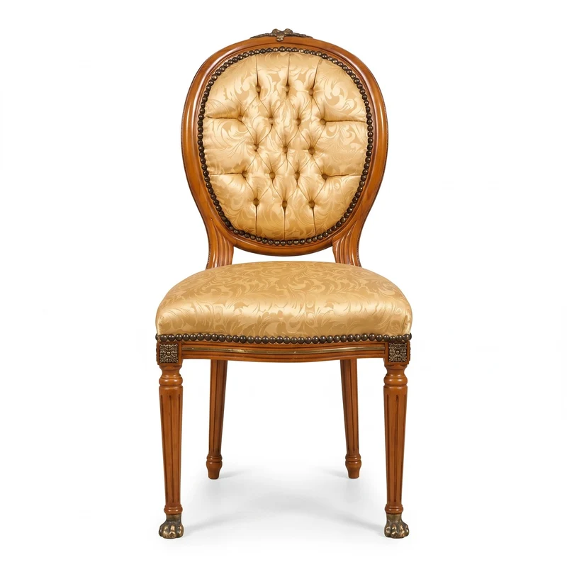 Casa Padrino Luxus Barock Esszimmer Stuhl Gold Muster / Braun / Antik Messing - Handgefertigter Massivholz Stuhl mit Löwenfüßen - Barockstil Küchenstuhl - Barock Esszimmer Möbel - Edel & Prunkvoll
