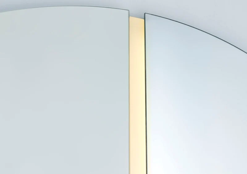 Casa Padrino Luxus Spiegel 200 x 3,5 x H. 200 cm - Runder Wandspiegel mit LED Streifen - Wohnzimmer Hotel Restaurant Boutique Spiegel