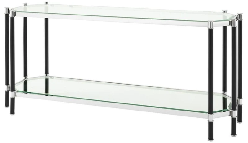 Casa Padrino Wohnzimmer Konsolentisch Silber / Schwarz 169 x 53,5 x H. 75,5 cm - Luxus Konsole