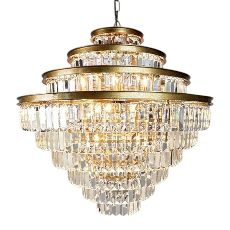 Casa Padrino Luxus Kronleuchter Gold Ø 70 x H. 75 cm - Siebenstufiger Kristall Lüster