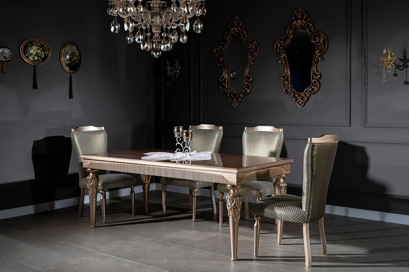 Casa Padrino Luxus Barock Esszimmer Stuhl Set Grün / Silber / Kupfer / Gold 55 x 55 x H. 102 cm - Küchen Stühle 6er Set - Esszimmer Möbel im Barockstil
