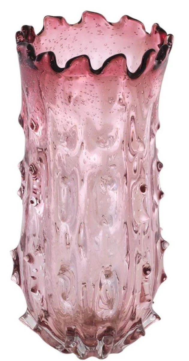 Casa Padrino Luxus Deko Glas Vase Blassrosa Ø 24 x H. 42 cm - Designer Blumenvase