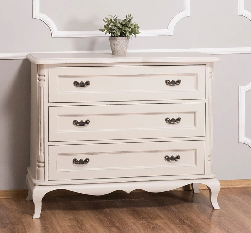 Casa Padrino Landhausstil Kommode mit 3 Schubladen Antik Hellgrau 110 x 48 x H. 89 cm - Landhausstil Möbel