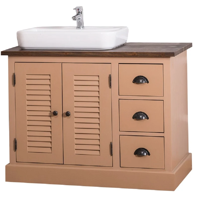 Casa Padrino Landhausstil Massivholz Waschbeckenschrank Braun / Dunkelbraun 100 x 51 x H. 75 cm - Landhausstil Badezimmermöbel