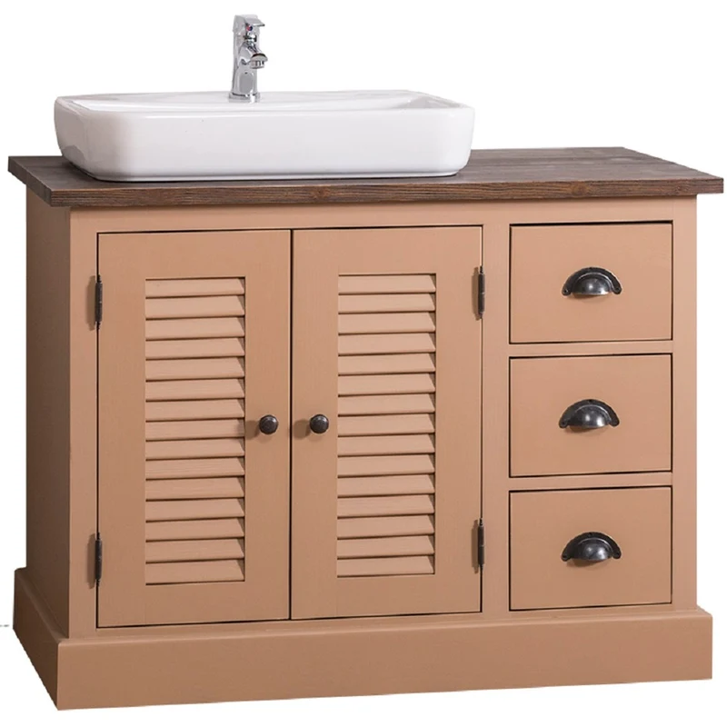 Casa Padrino Landhausstil Massivholz Waschbeckenschrank Braun / Dunkelbraun 100 x 51 x H. 75 cm - Landhausstil Badezimmermöbel