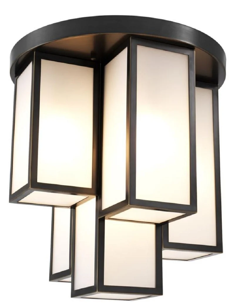 Casa Padrino Luxus Deckenleuchte Bronze / Weiß Ø 50 x H. 53,5 cm - Luxus Qualität