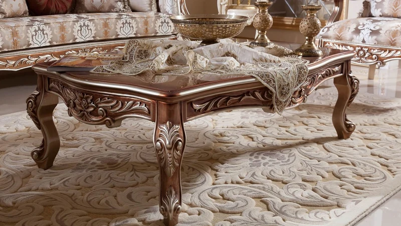 Casa Padrino Luxus Barock Wohnzimmer Set Grau / Kupfer / Silber - 2 Barock Sofas & 2 Barock Sessel & 1 Barock Couchtisch - Luxus Wohnzimmer Möbel im Barockstil - Barock Möbel - Barock Einrichtung