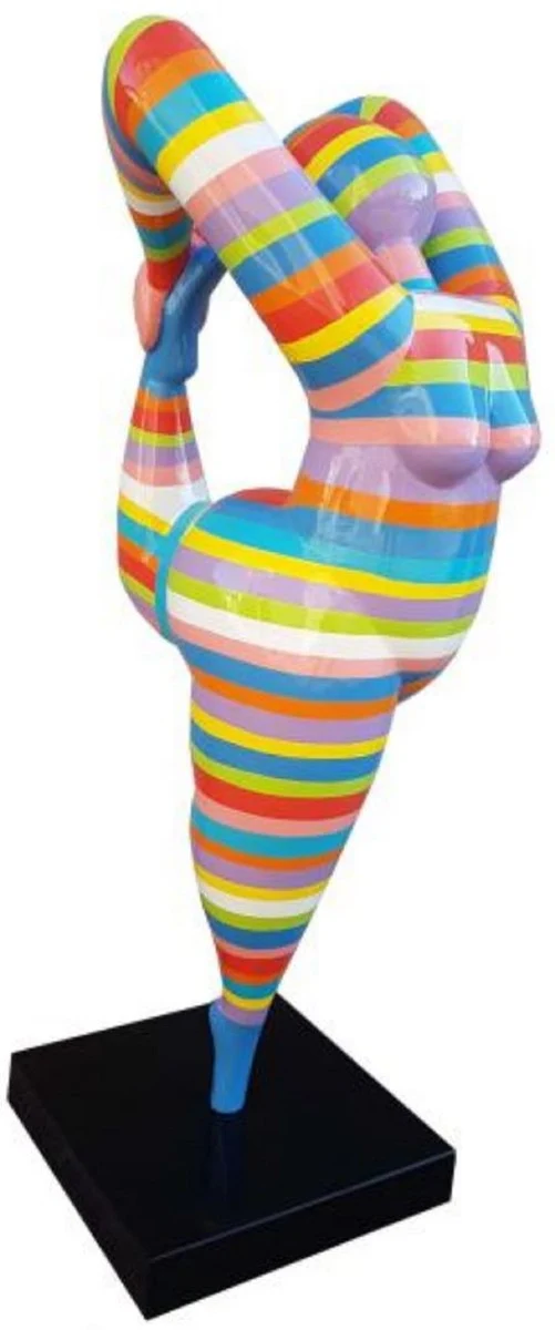 Casa Padrino Luxus Designer Deko Skulptur Frau Mehrfarbig / Schwarz H. 85 cm - Abstrakte Deko Figur - XXL Deko Skulptur - XXL Deko Figur - Wohnzimmer Deko - Garten Deko - Abstrakte Deko Skulpturen