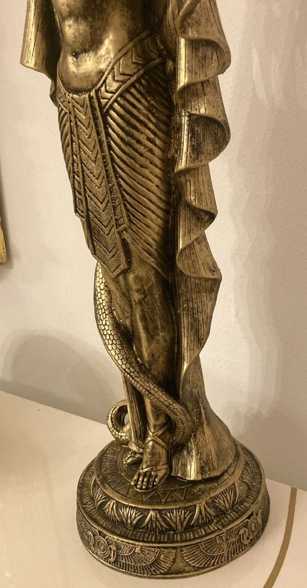 Casa Padrino Barock Tischleuchte Frau mit Cobra Schlange Antik Gold H. 74 cm - Prunkvolle Schreibtischleuchte im ägytischen Stil - Barock Leuchten - Barock Interior - Barock Möbel
