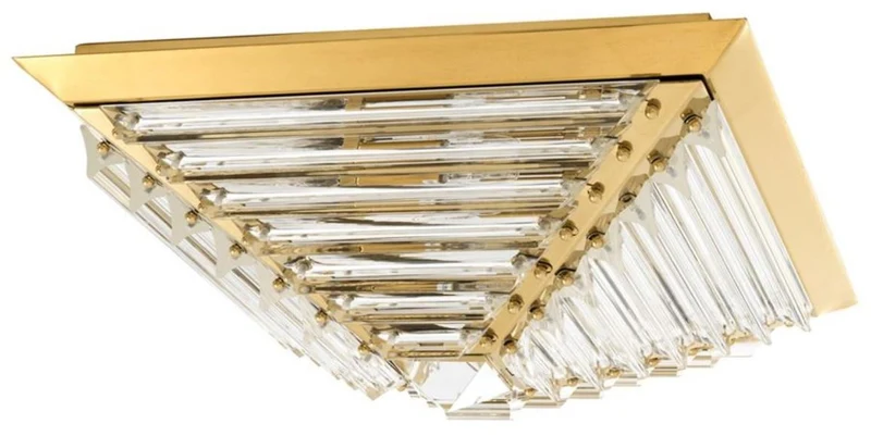 Casa Padrino Luxus Deckenleuchte mit Kristallglas Gold 49 x 49 x H. 21 cm - Luxus Qualität