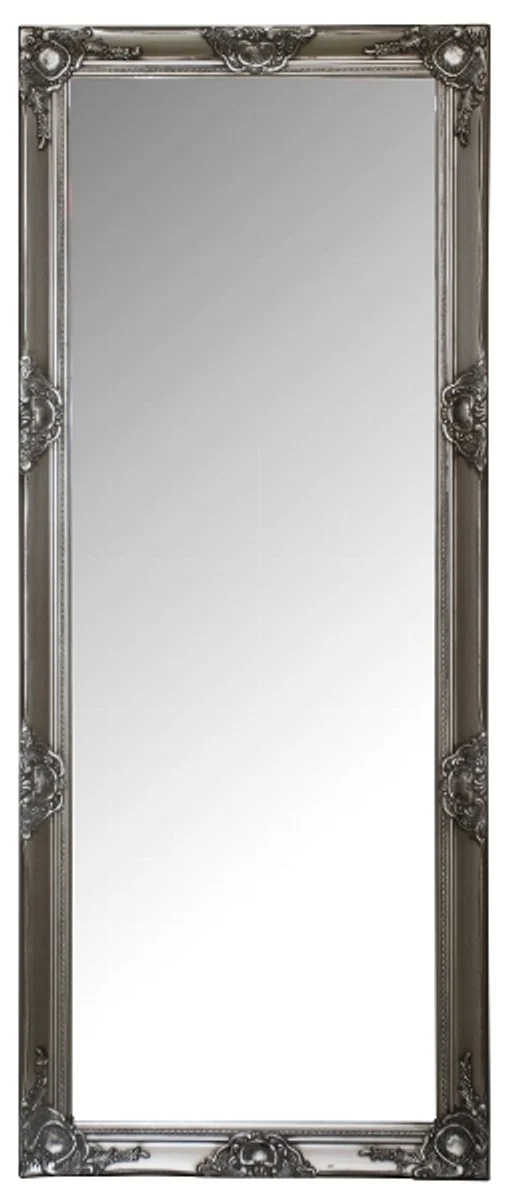Casa Padrino Barock Spiegel / Wandspiegel mit Holzrahmen Silber 60 x H. 150 cm - Barockmöbel
