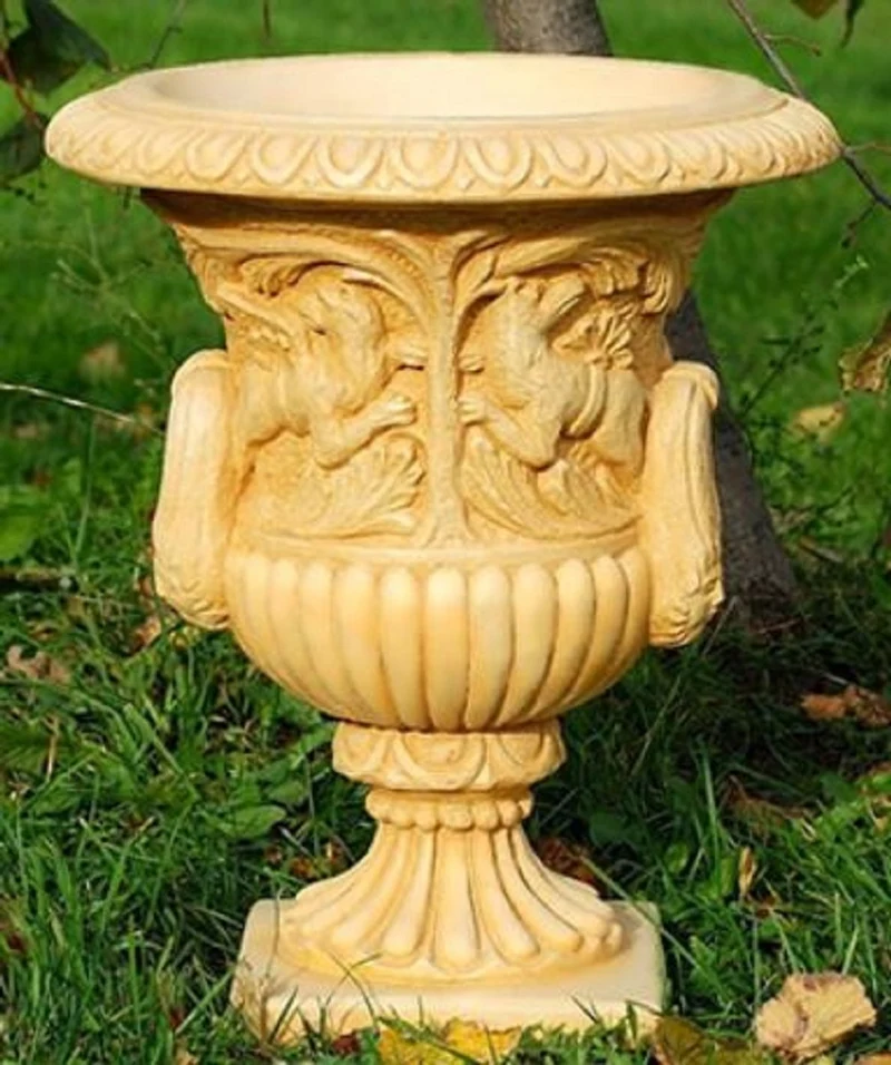 Casa Padrino Barock Gartendeko Blumentopf / Pflanzentopf Hellbeige Ø 40 x H. 58 cm - Prunkvolle Gartendeko im Barockstil