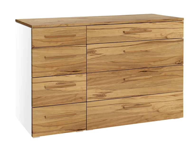 Hasena Kommode Cassino Selezione Weiß mit Wildbuche-Front, 8 Schubladen