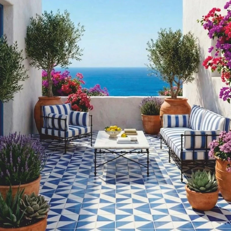 Casa Padrino Luxus Schmiedeeisen Sessel Blau / Weiß / Schwarz - Hotel & Garten Sessel