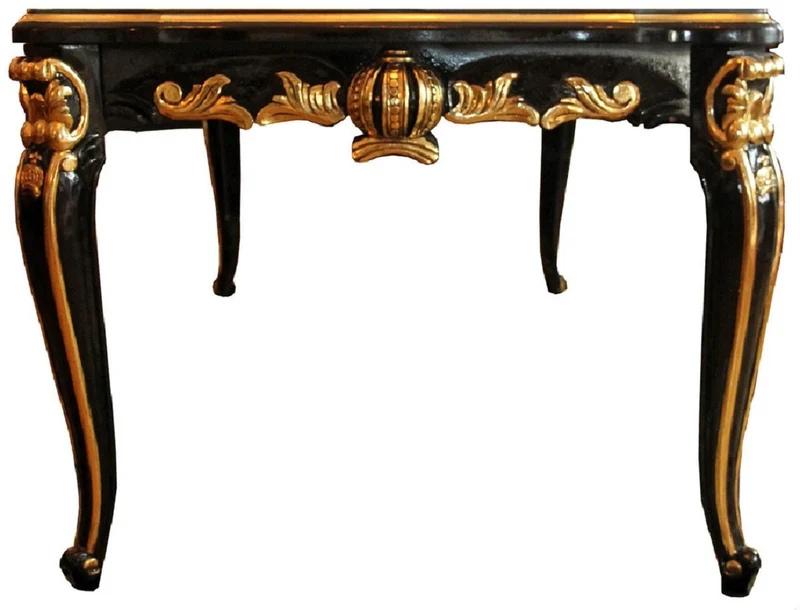 Pompöös by Casa Padrino Barock Luxus Esszimmer Set Grün / Schwarz / Gold - Pompööser Barock Esstisch mit Glasplatte und 8 Stühlen designed by Harald Glööckler - Esszimmer Möbel im Barockstil