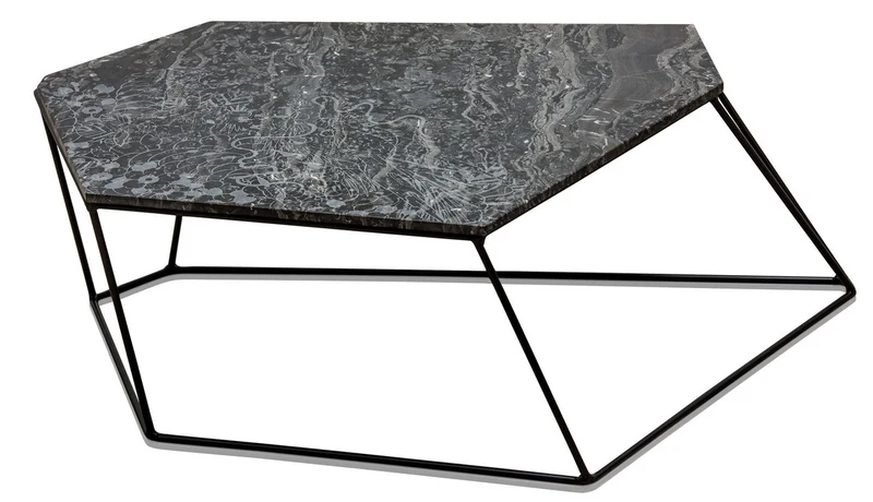 Casa Padrino Designer Couchtisch Schwarz mit Muster / Schwarz 89 x 54 x H. 30 cm - Luxus Wohnzimmertisch mit Marmorplatte