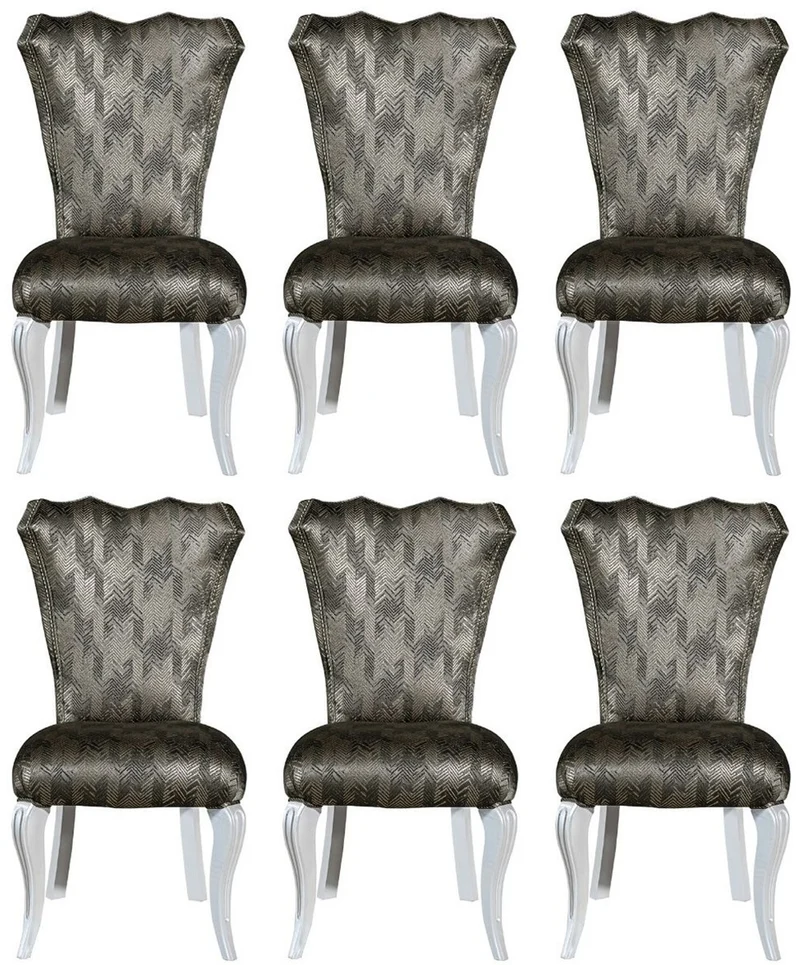 Casa Padrino Luxus Barock Esszimmer Stuhl Set Grün / Gold / Weiß 49 x 56 x H. 102 cm - Edles Küchen Stühle 6er Set - Barock Esszimmer Möbel