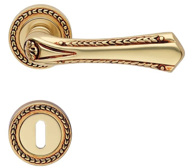 Casa Padrino Jugendstil Türklinken Set Französisches Gold 14,6 x H. 5 cm - Barock & Jugendstil Türgriffe im klassischen Design