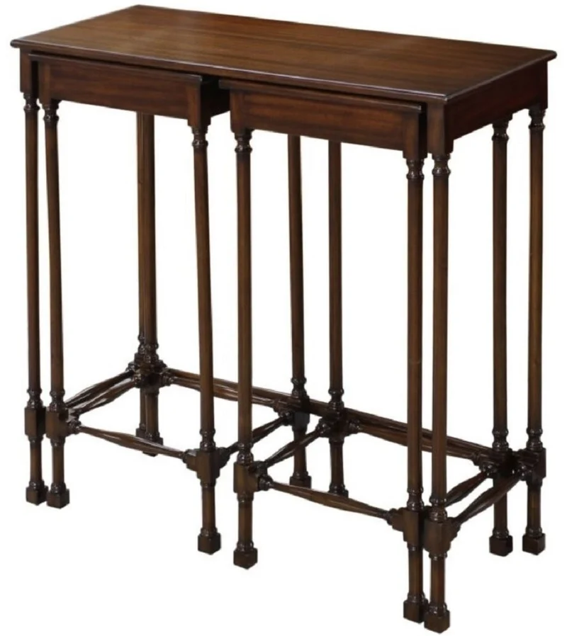 Casa Padrino Luxus Mahagoni Beistelltisch Set Dunkelbraun 67 x 28 x H. 70 cm - Luxus Möbel