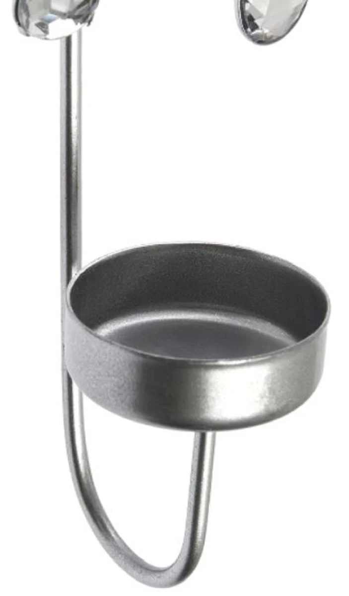Casa Padrino Designer Wandkerzenhalter 4er Set Silber 24 x 6 x H. 31 cm - Dekorative Wanddeko