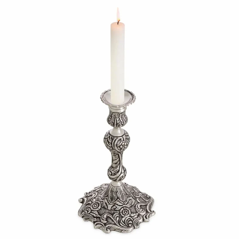 Casa Padrino Luxus Barock Kerzenständer Antik Silber H. 27,5 cm - Barock Deko