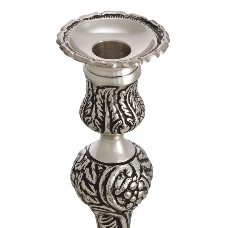 Casa Padrino Luxus Barock Kerzenständer Antik Silber H. 27,5 cm - Barock Deko