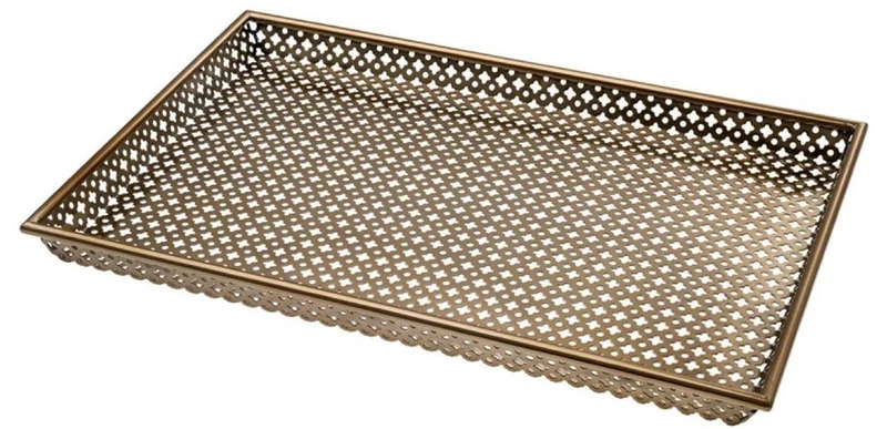 Casa Padrino Luxus Serviertablett Antik Messingfarben 52 x 35 x H. 3,5 cm - Gastronomie Accessoires