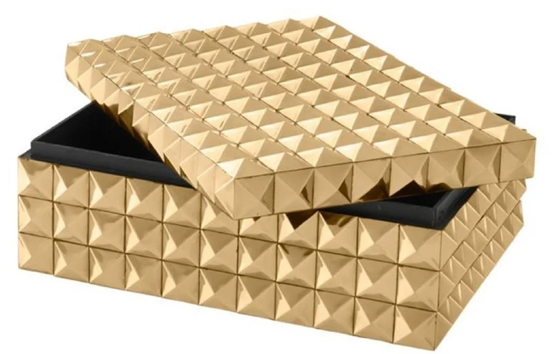 Casa Padrino Luxus Schmuckschatulle / Schmuckkasten mit Deckel Gold 28 x 21 x H. 10 cm - Luxus Accessoires