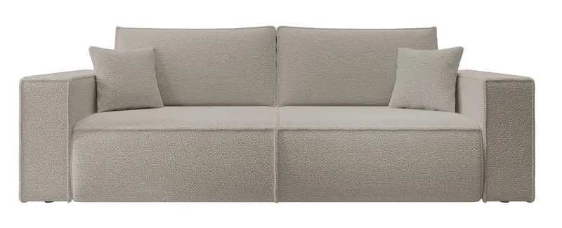 Dreisitziges ausklappbares Sofa Farese mit Stauraum, braunes Bouclé