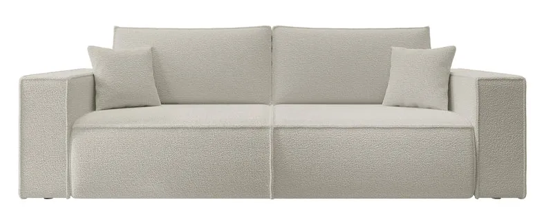Dreisitziges ausklappbares Sofa Farese mit Stauraum, beige Bouclé