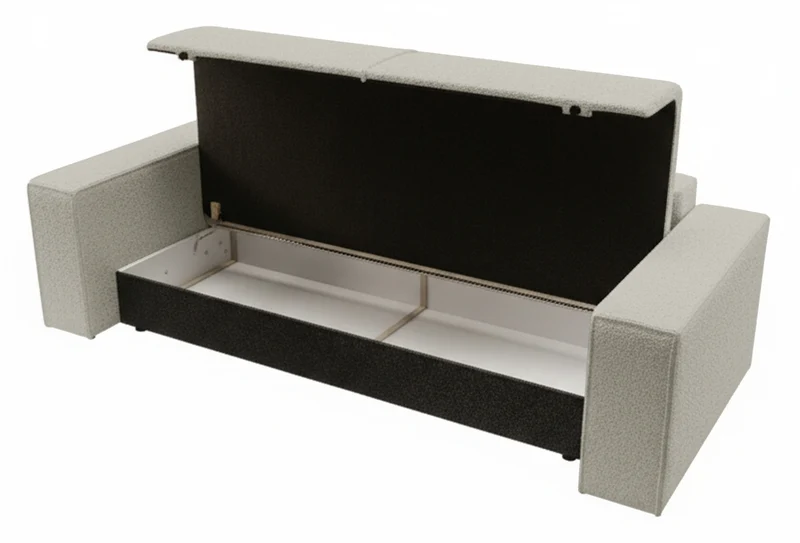 Dreisitziges ausklappbares Sofa Farese mit Stauraum, beige Bouclé