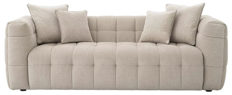 Casa Padrino Luxus Sofa Sandfarben 230 x 100 x H. 75 cm - Wohnzimmer Sofa mit 4 Kissen - Wohnzimmer Möbel - Luxus Möbel - Wohnzimmer Einrichtung - Luxus Einrichtung - Luxus Qualität