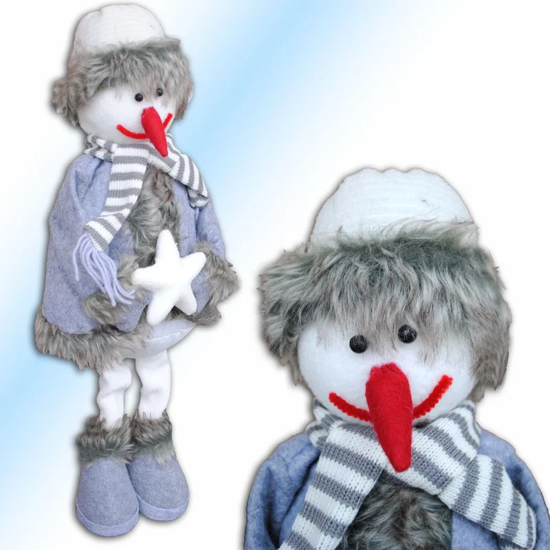 Schneemann WUSCHEL mit Pelzmantel und Stern