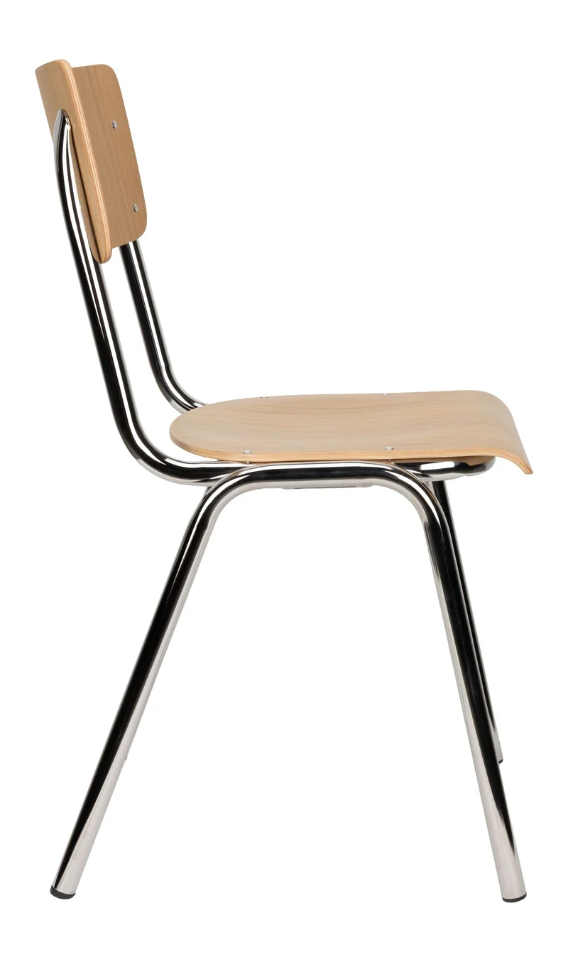 Esszimmerstuhl Back to School im 4er-Set, Oak/Chrome von Zuiver