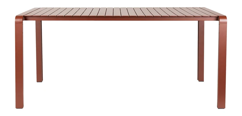 Gartenset Vondel: Esstisch mit 4 Armlehnstühlen aus Aluminium in Rot