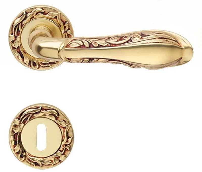 Casa Padrino Jugendstil Türgriff Set Französisches Gold 15 x H. 5,3 cm - Barock & Jugendstil Türklinken