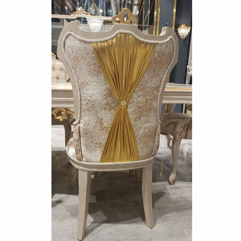 Casa Padrino Luxus Barock Esszimmer Stuhl Gold / Weiß / Grau / Gold H. 110 cm - Barock Esszimmer Möbel