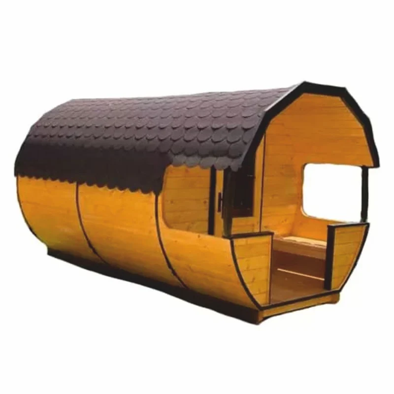 Casa Padrino Luxus Außensauna Naturfarben / Schwarz 400 x 220 cm - Massivholz Gartensauna