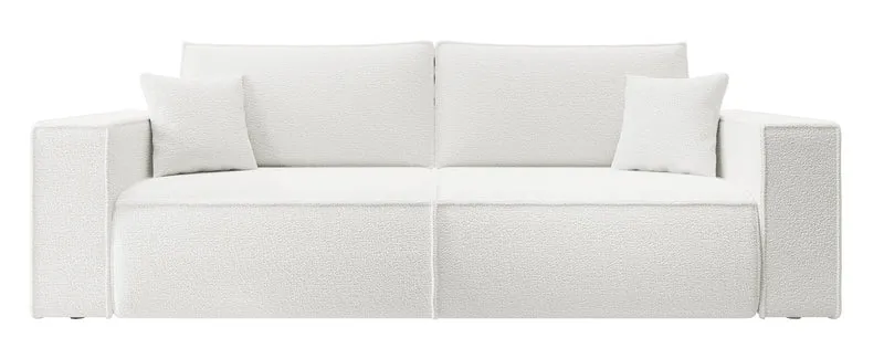 Dreisitziges Schlafsofa Farese mit Stauraum, cremefarbenes Bouclé