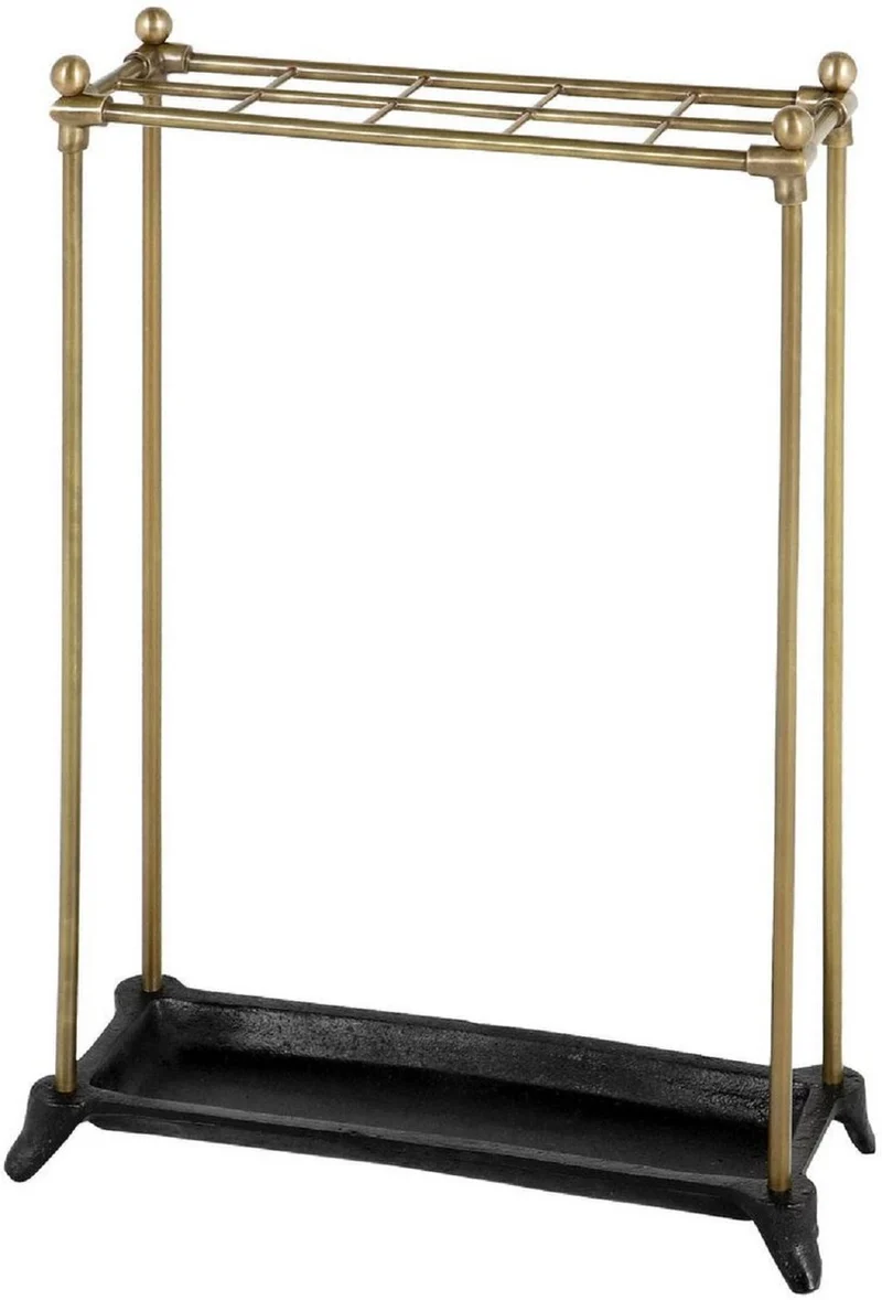Casa Padrino Luxus Gehstockhalter Antik Messing / Schwarz 40 x 16 x H. 54 cm