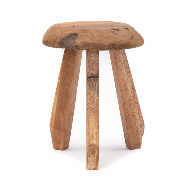 RUNDER HOCKER "HEIDI" | 39 cm, Mahagoni Holz | Melk Schemel