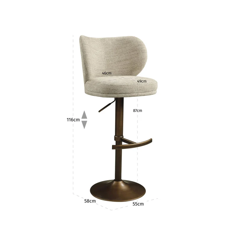 Barhocker Amely Richmond, drehbar mit Fußstütze, natural softweave