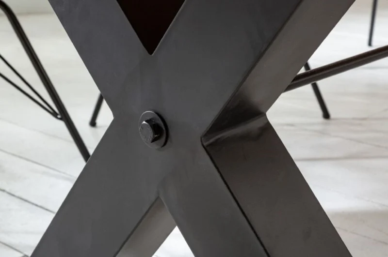 Casa Padrino Industrial Design Esstisch Grau / Schwarz 200 x 100 x H. 76 cm - Massivholz Küchentisch im Industrie Design - Esszimmer Möbel