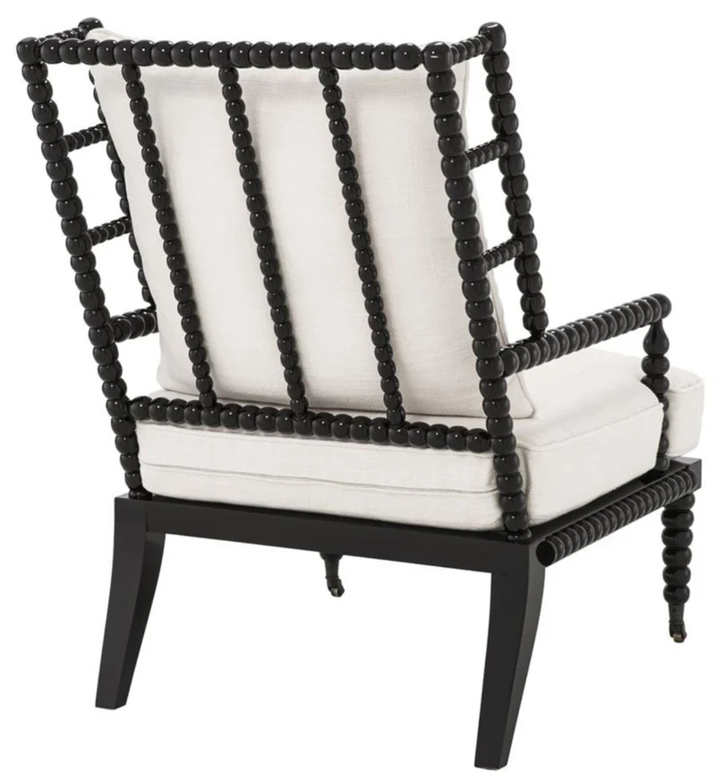 Casa Padrino Luxus Mahagoniholz Sessel Schwarz / Weiß 72 x 95 x H. 108,5 cm - Hotel Möbel